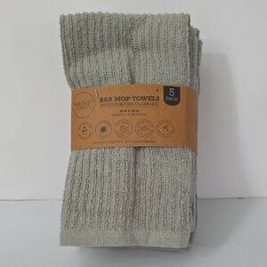 Serenity Multi-Purpose Light Gray Bar Mop Towels, Pack of 5, NWT